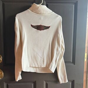 VINTAGE Harley-Davidson Off-White Turtleneck Sweater
